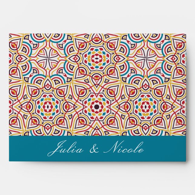 Geometric Glittering Metallic Luxury Wedding Envelope (Front)