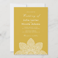 Geometric Glittering Metallic Luxury Wedding Invit