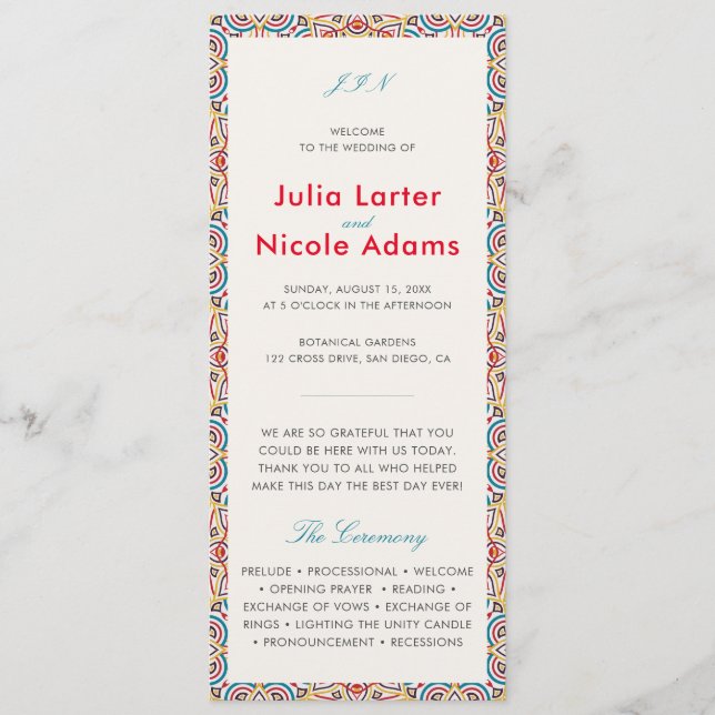 Geometric Glittering Metallic Luxury Wedding Programme (Front)