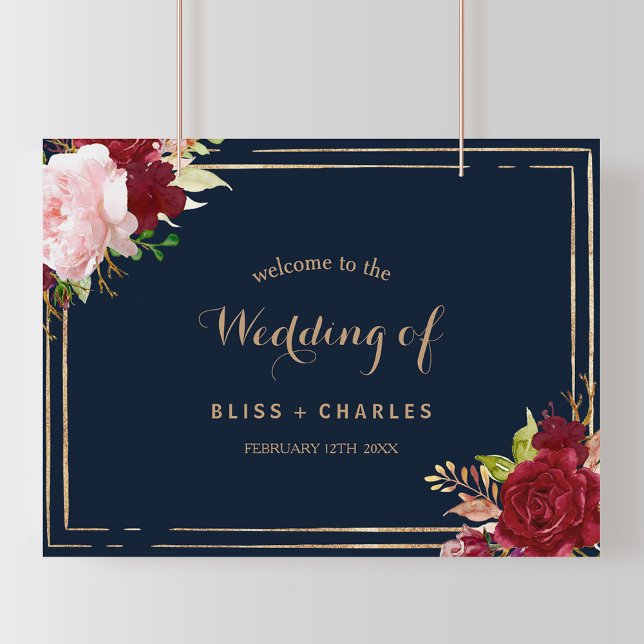 Geometric Gold and Red Tropical Welcome Wedding Poster (Creator Uploaded)
