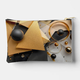 Geometric Gold & Black Elegance Accessory Pouch