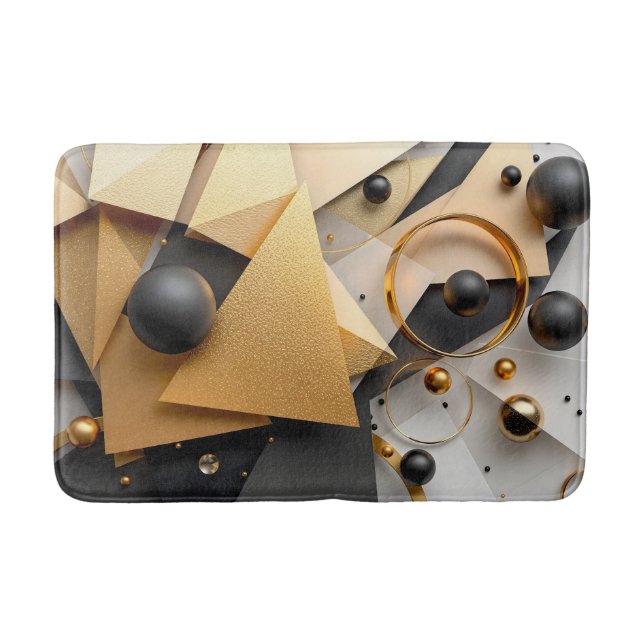 Geometric Gold & Black Elegance Bath Mat (Front)