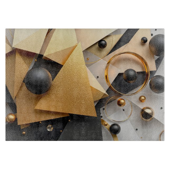 Geometric Gold & Black Elegance Cutting Board (Front)