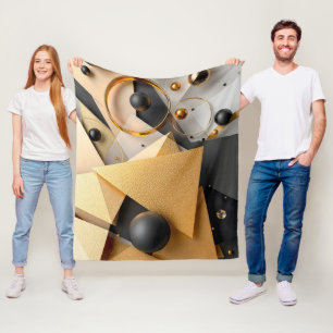 Geometric Gold & Black Elegance Fleece Blanket