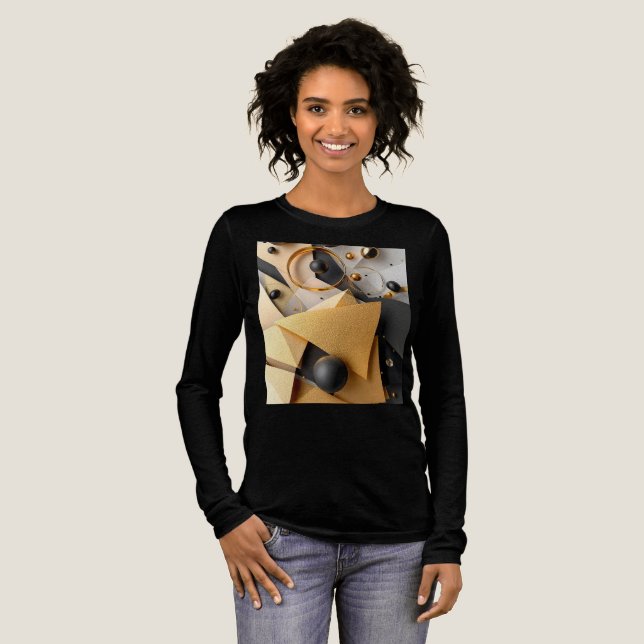 Geometric Gold & Black Elegance Tri-Blend Shirt (Full Front)