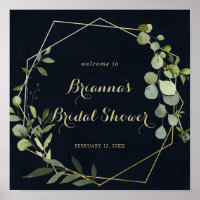 Geometric Gold Blue Green Bridal Shower Welcome