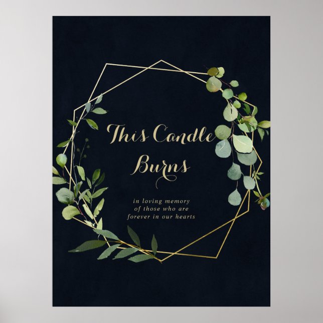 Geometric Gold Blue Green This Candle Burns Sign (Front)