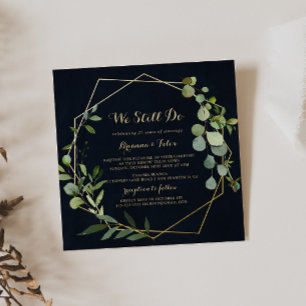 Geometric Gold Blue Green We Still Do Vow Renewal  Invitation