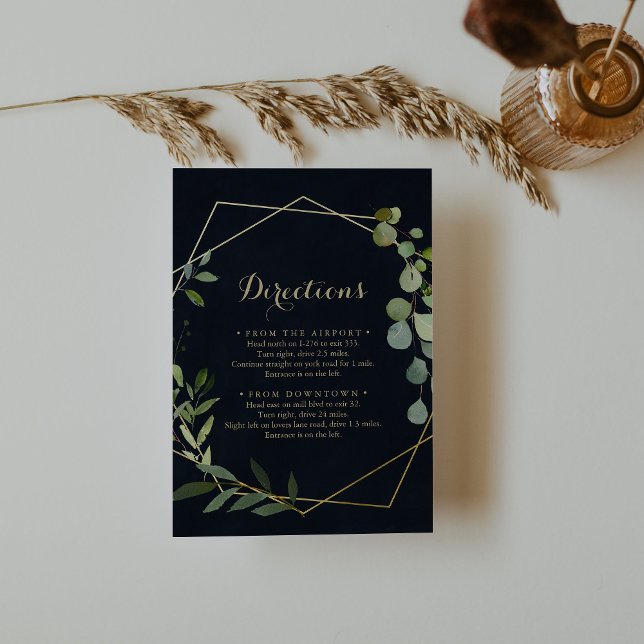 Geometric Gold Blue Green Wedding Directions Enclosure Card (Creator Uploaded)