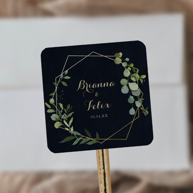 Geometric Gold Blue Green Wedding Envelope Seals (Creator Uploaded)