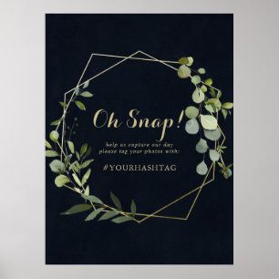 Geometric Gold Blue Green Wedding Oh Snap Sign