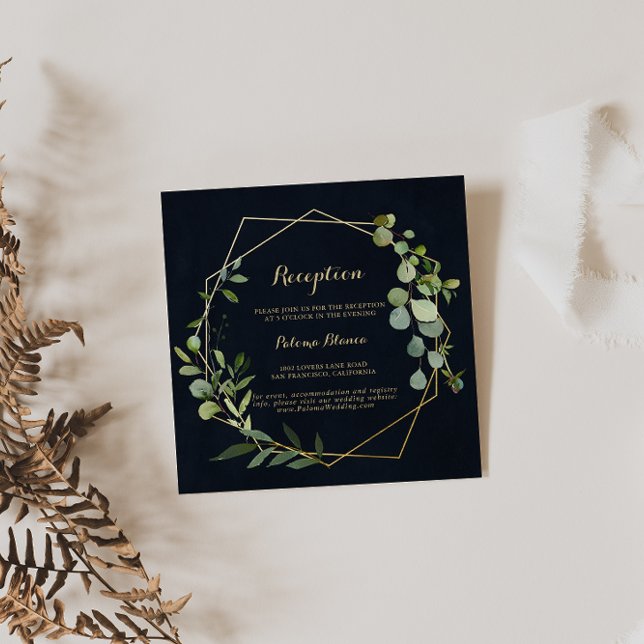 Geometric Gold Blue Green Wedding Reception  Enclosure Card (Creator Uploaded)