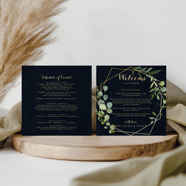 Geometric Gold Blue Green Wedding Welcome Letter (Creator Uploaded)