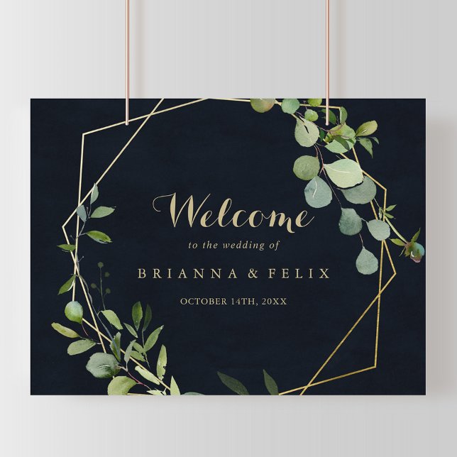 Geometric Gold Blue Green Wedding Welcome Sign (Creator Uploaded)