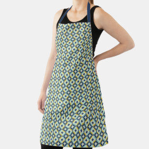 Geometric Gold & Blue Pattern Apron