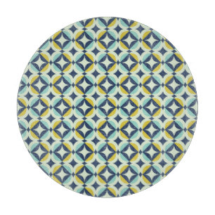 Geometric Gold & Blue Pattern Cutting Board