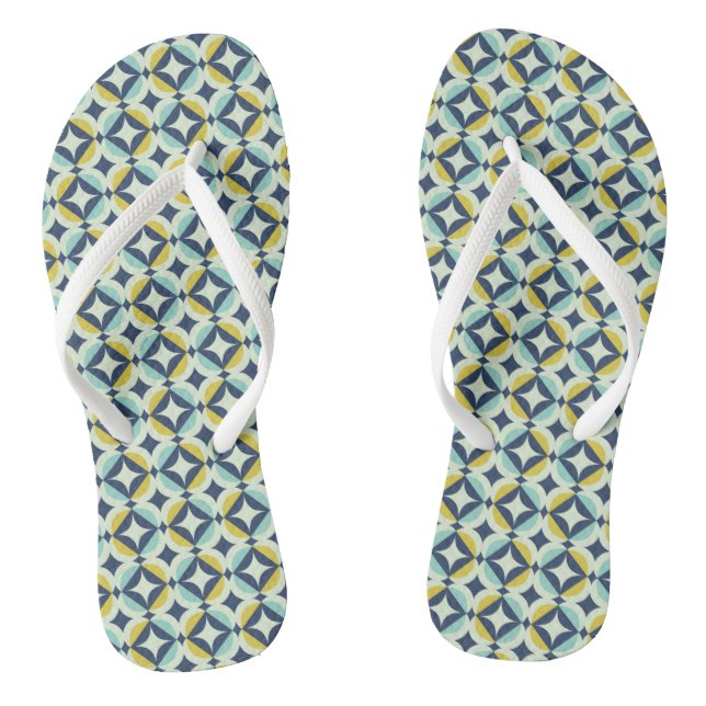Geometric Gold & Blue Pattern Jandals (Footbed)