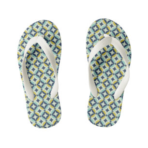 Geometric Gold & Blue Pattern Kid's Jandals
