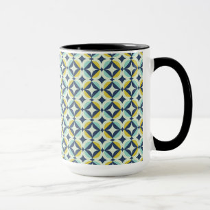 Geometric Gold & Blue Pattern Mug