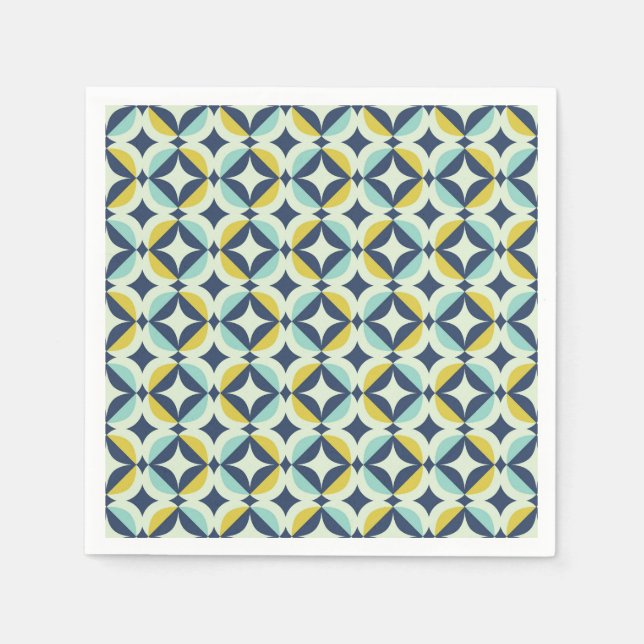 Geometric Gold & Blue Pattern Napkin (Front)