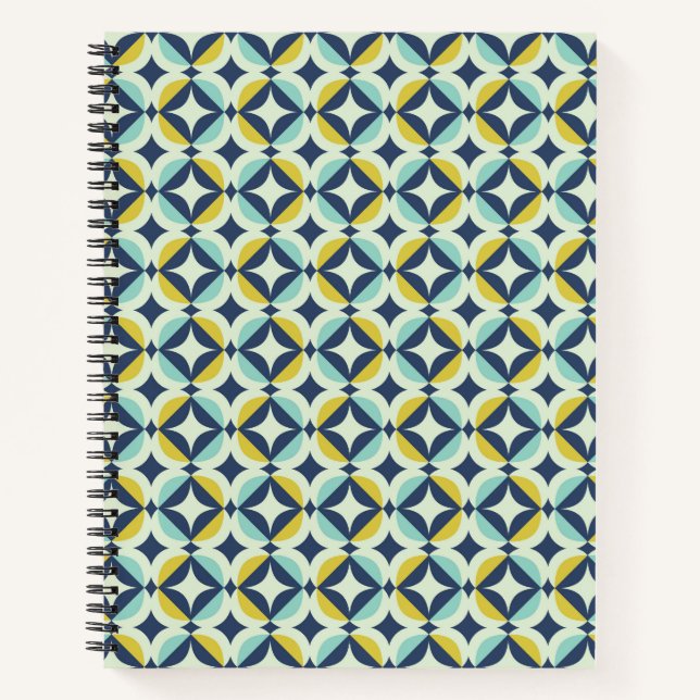 Geometric Gold & Blue Pattern Notebook (Front)