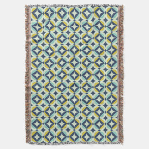 Geometric Gold & Blue Pattern Throw Blanket