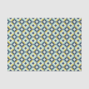 Geometric Gold & Blue Pattern Tissue Paper