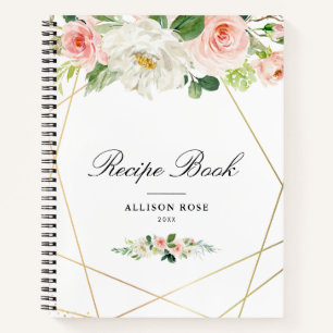 Geometric gold & blush Recipe Book