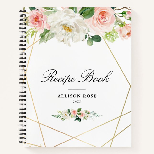 Geometric gold & blush Recipe Book (Front)