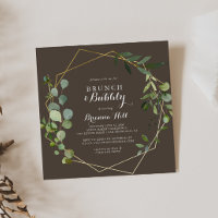 Geometric Gold Brown Brunch Bubbly Bridal Shower