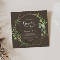 Geometric Gold Brown Green Gender Reveal Party