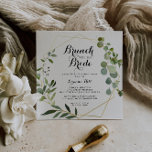 Geometric Gold Brunch with the Bride Shower Invitation<br><div class="desc">This geometric gold brunch with the bride shower invitation is perfect for a tropical wedding shower. The design features hand-painted beautiful green leaves,  adorning a gold geometric frame.</div>