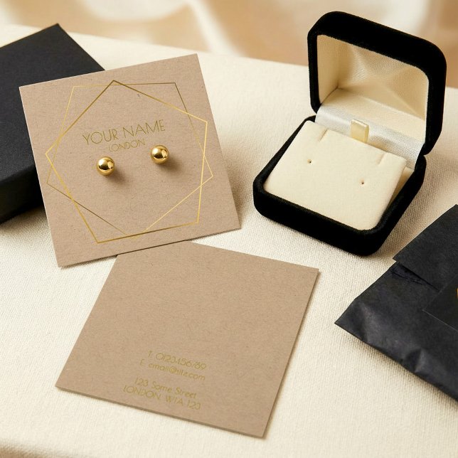 Geometric gold earring holder display card (Creator Uploaded)
