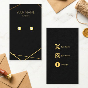 Geometric gold earring miniature display card