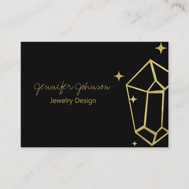 Geometric Gold Foil Black Business Card (Front)