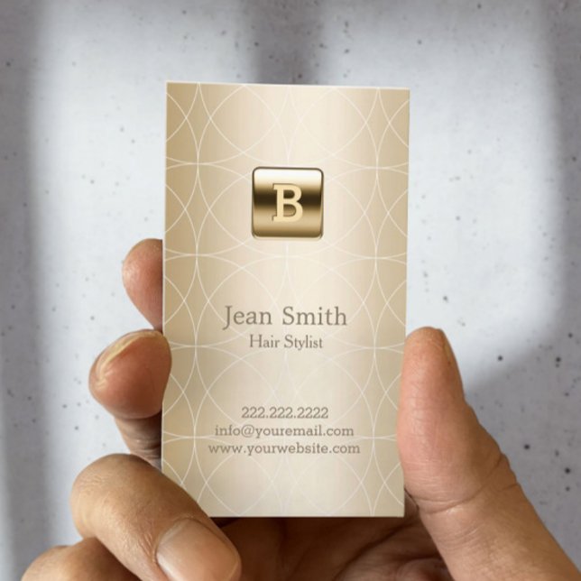 Geometric Gold Foil Monogram Hair Stylist Business Card (Creator Uploaded)