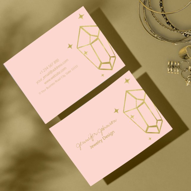 Geometric Gold Foil Pink Business Card (Creator Uploaded)