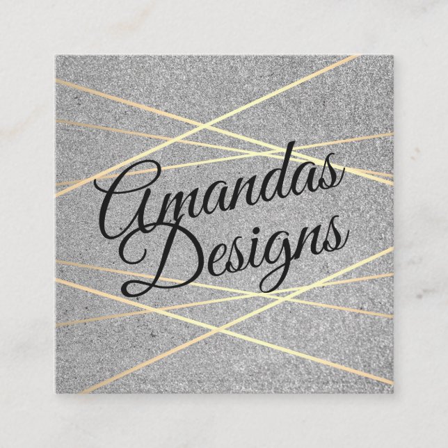 Geometric Gold Foil with Glitter Square Business Card (Front)