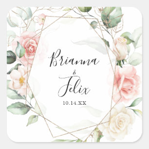 Geometric Gold Foliage  Wedding Envelope Seals