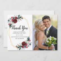 Geometric Gold Frame Burgundy Winter Flowers