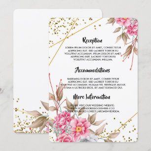 Geometric Gold Frame Pink Floral Invitation
