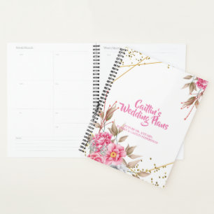 Geometric Gold Frame Pink Floral Wedding planner