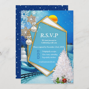 Geometric Gold Frame RSVP Card