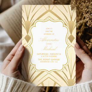 Geometric Gold Gatsby Wedding Invitation