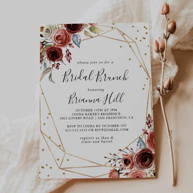 Geometric Gold Glitter Bridal Brunch Bridal Shower Invitation (Creator Uploaded)