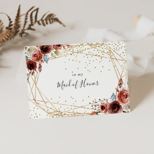 Geometric Gold Glitter Bridal Party Thank You Card