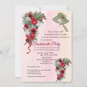 Geometric Gold Glitter Burgundy Bachelorette Party Invitation