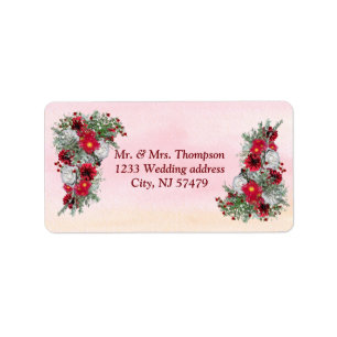 Geometric - Gold Glitter Burgundy flowers Label