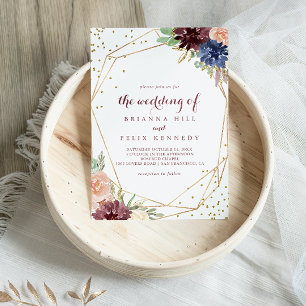 Geometric Gold Glitter Calligraphy Wedding Invitation