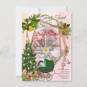 Geometric Gold Glitter Christmas Baby Shower Card